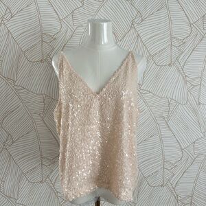 J. Crew Sequin Cream V-Neck Camisole